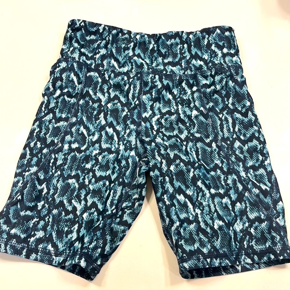 Blue snake print shorts